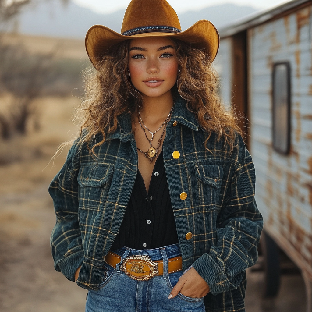 Vintage Western Cowgirl Corduroy Lapel Jacket