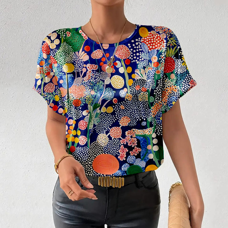 Abstract Japanese Botanical Art Casual T Shirt