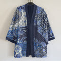 Japanese Traditional Sashiko Art Pattern Art Print Linen Blend Kimono Cardigan