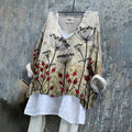 Floral Embroidered Art Linen Blend Tunic