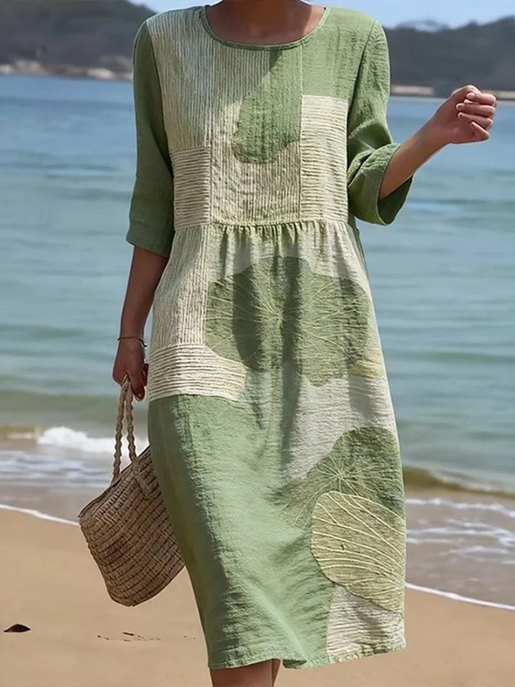 Women's Retro Abstract Floral Print Dress