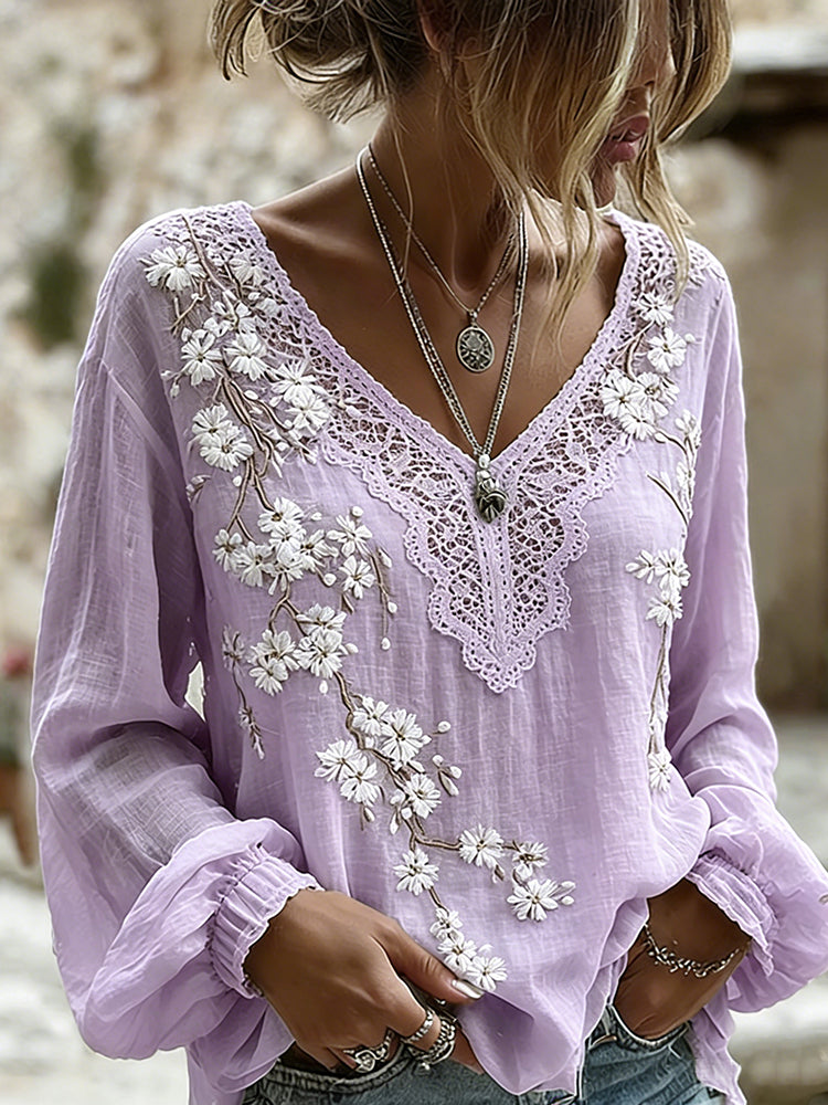 Women's Vintage Japanese Floral Casual T-shirt