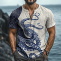 Japanese Art Octopus Graphic Print Short Sleeve Shirt