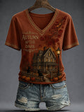Women's Fall Funny Casual Graphic Print T-Shirt