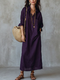 Purple Button Down Shirt Dress In A Bohemian Style
