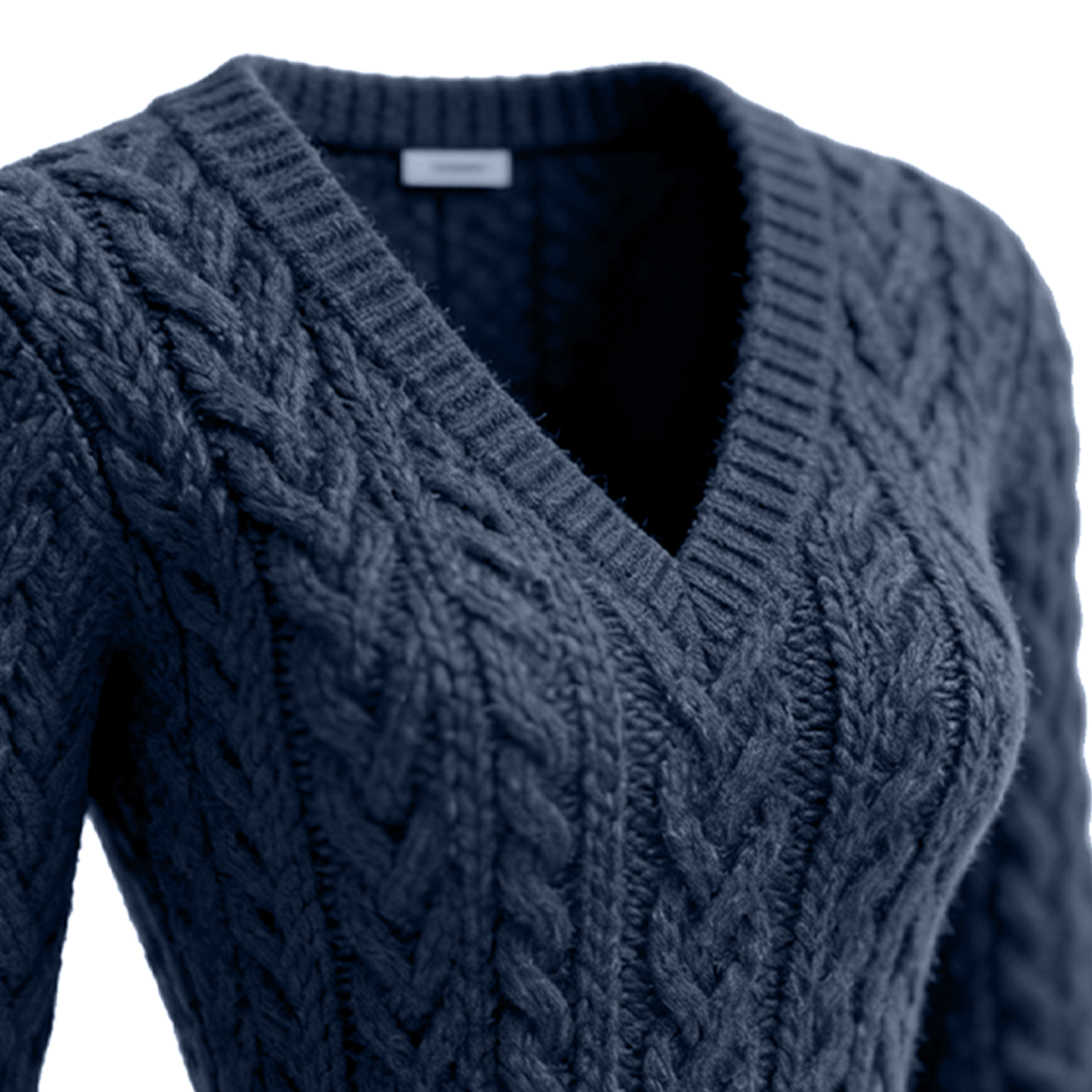 Women's Vintage Classic Cable Knit V-Neck Sweater