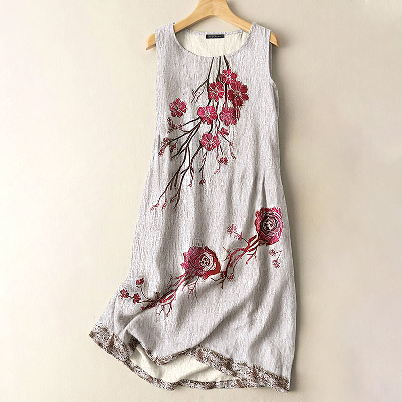 Vintage Cherry Blossom Floral Art Comfort Sleeveless Dress