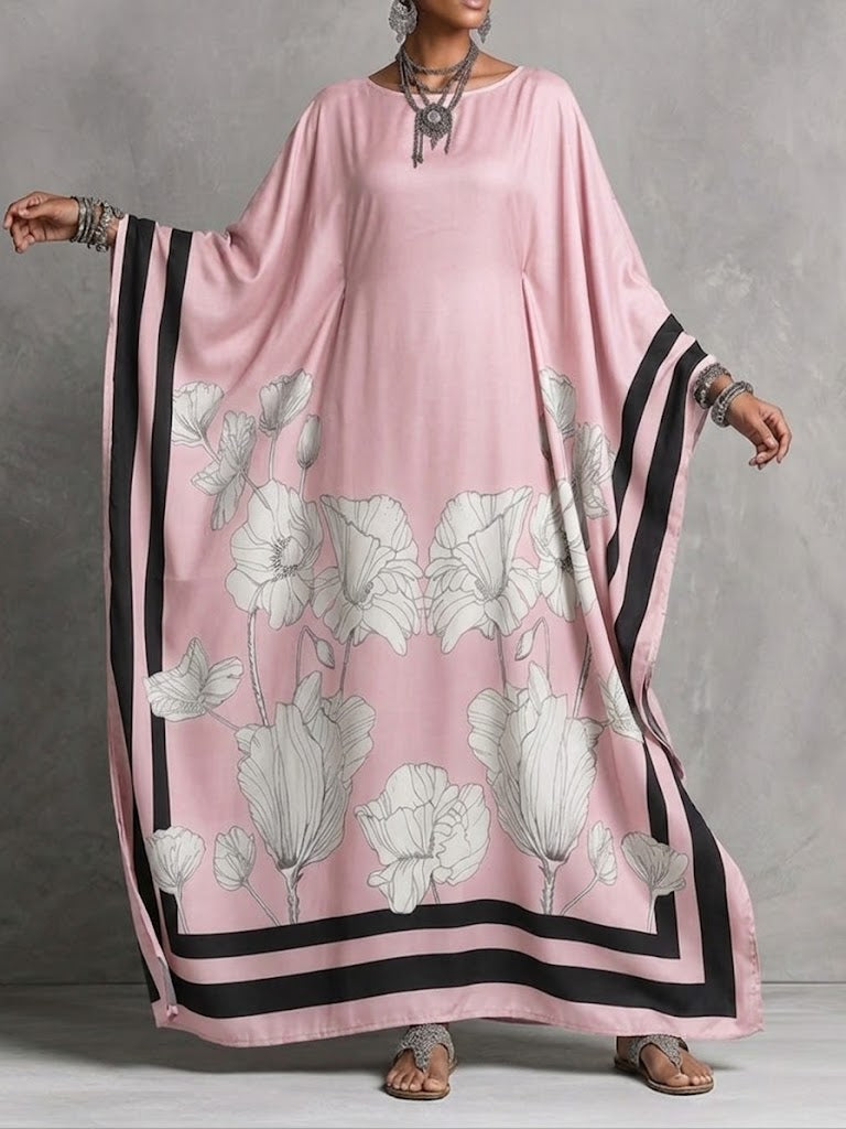 Comfortable, Stylish, And Extra-long Dress With Artistic Print