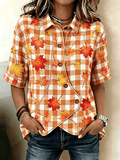 Women's Autumn Maple Leaf Cotton Linen Comfortable Shirt