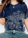 Vintage Japanese Waves Art Washed Cozy T Shirt