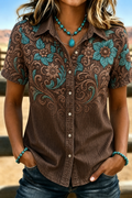 Women's Retro Western Ethnic Pattern Shirt