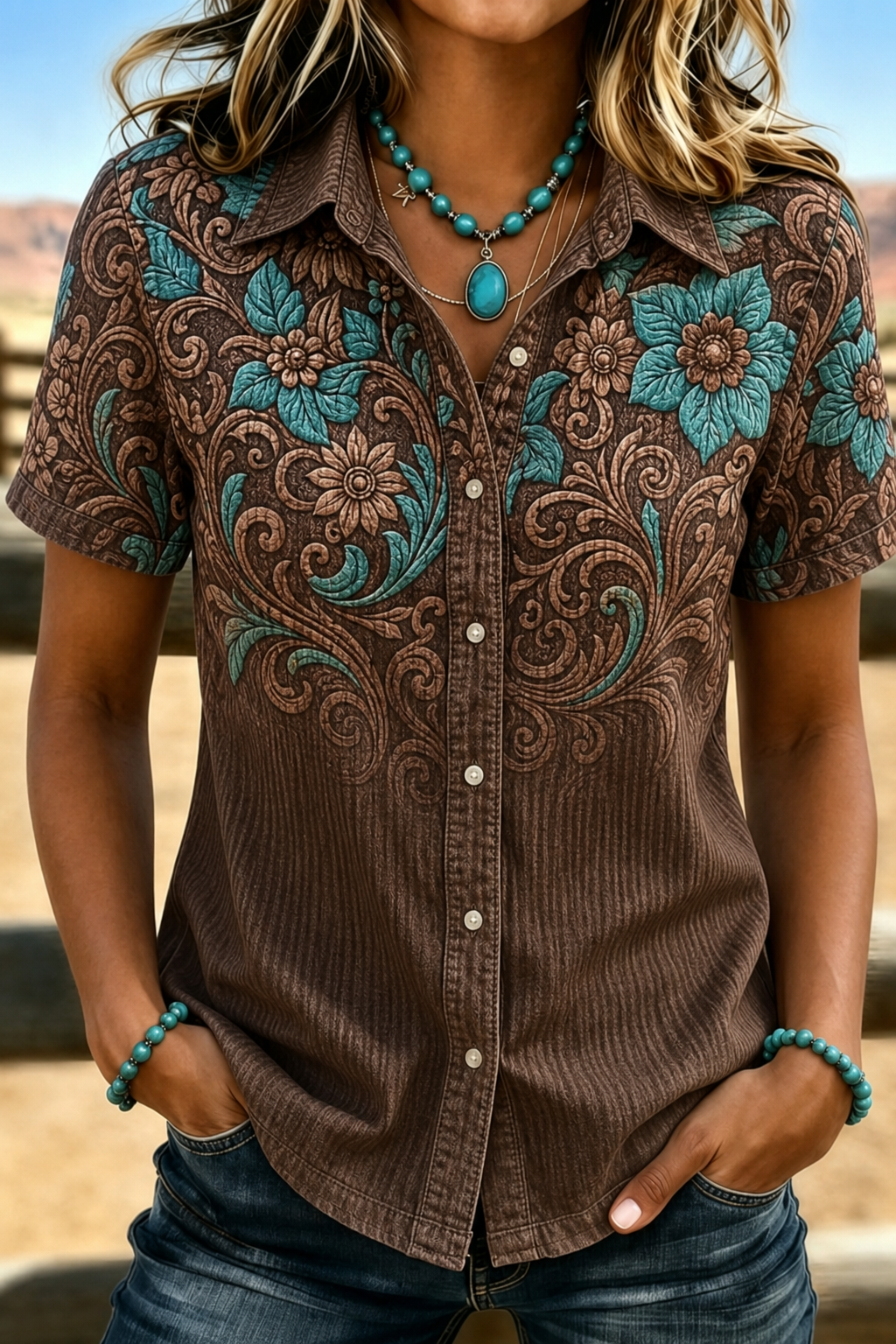 Women's Retro Western Ethnic Pattern Shirt