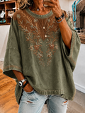 Women'S Retro Ethnic Pattern Printed Loose Top