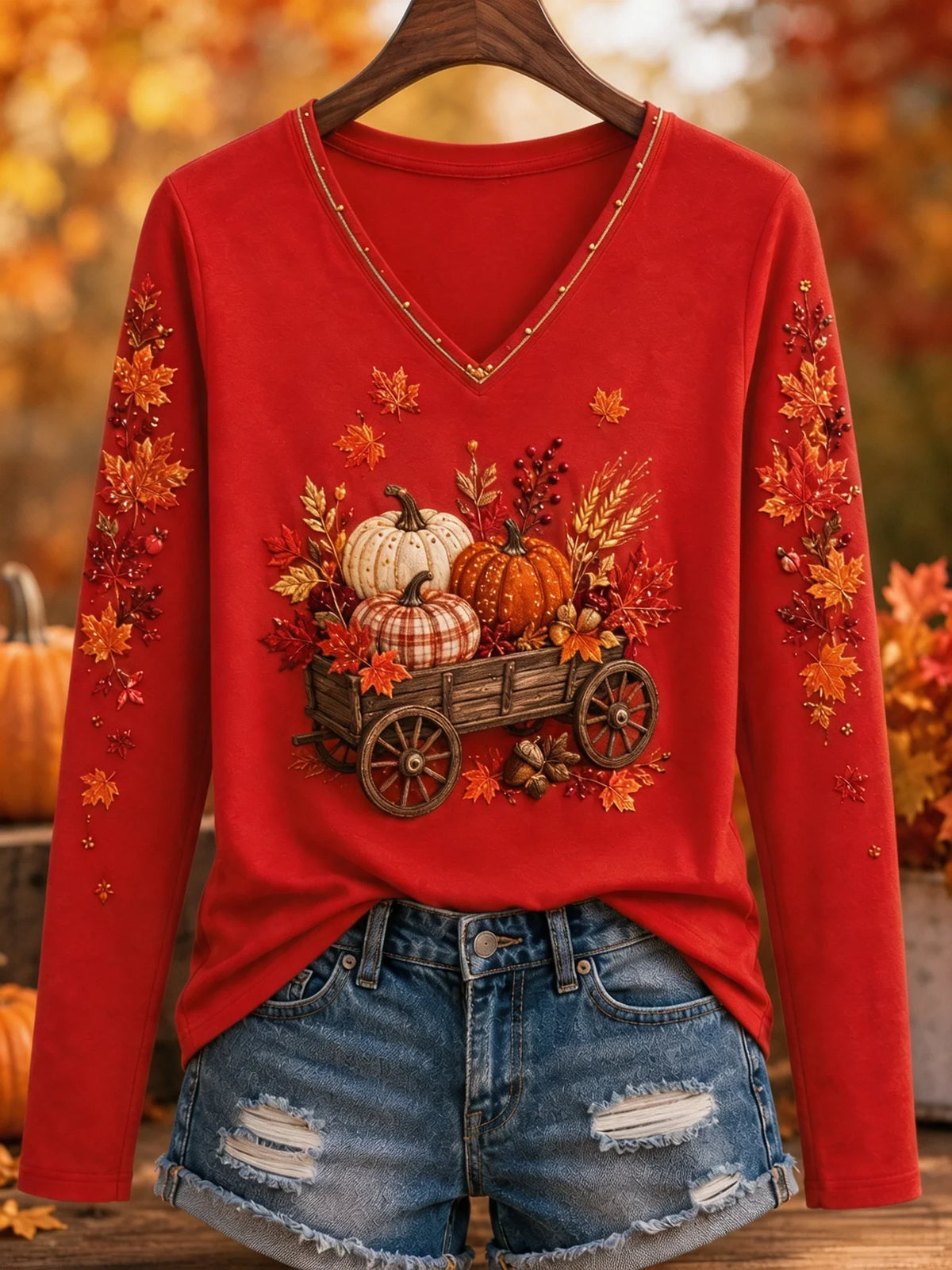 Women's Fall Fun Casual Printed Long Sleeve T-Shirt