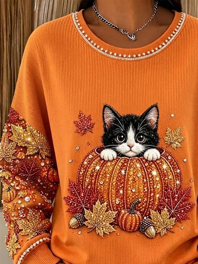 Women's Casual Printed Pullover Sweatshirt