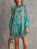 Printed Tulle Ruffle Mini Dress