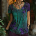 Women's Vintage Purple Rose Gradient Crew-neck T-shirt