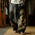 Japanese Retro Dragon Pattern And Calligraphy Art Tie-dye Pants