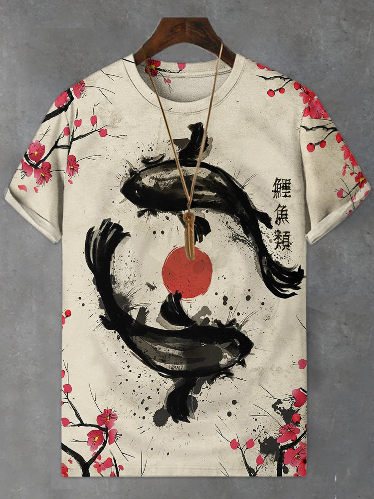 Men's Japanese Koi Fish Art Print Comfortable T-shirt