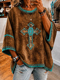 Women'S Vintage Ethnic Patterns Print Loose Top
