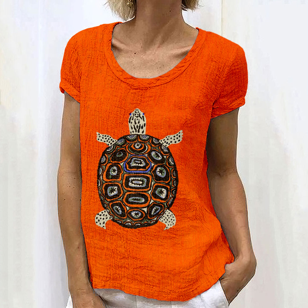 Vintage Sea Turtle Art Pattern Cozy Linen Shirt