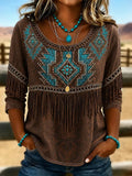 Women's Retro Ethnic Pattern Printed Top