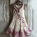 Vintage Celtic Knot With Cherry Blossoms Pattern Linen Tank Dress