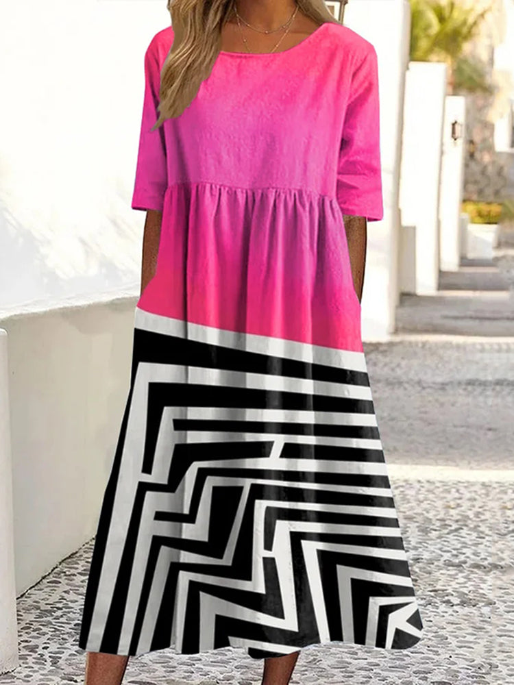 Retro Abstract Geometric Art Print Dress