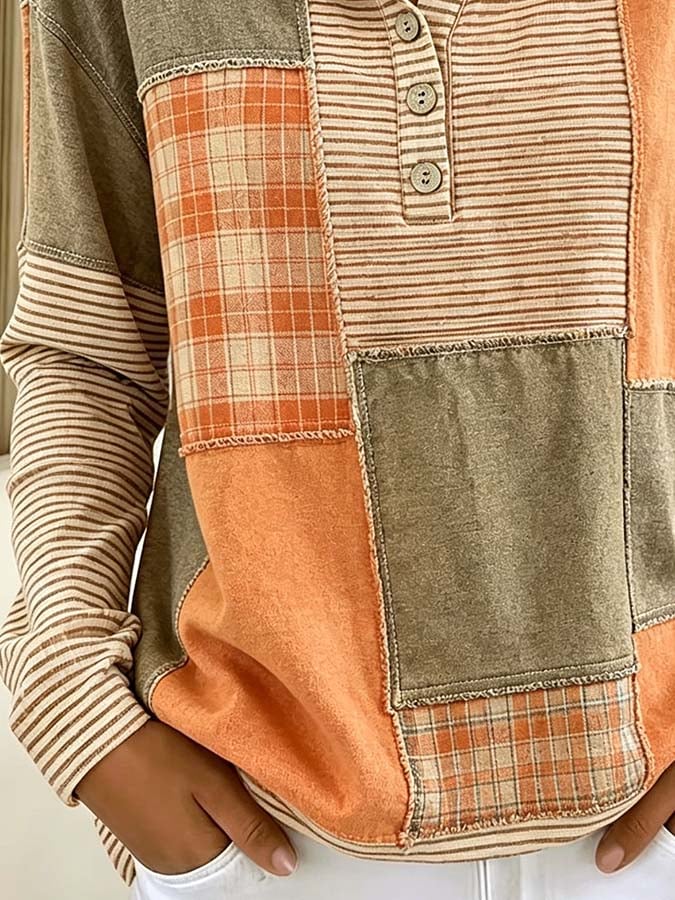 Women'S Casual Color-Block Printed Top