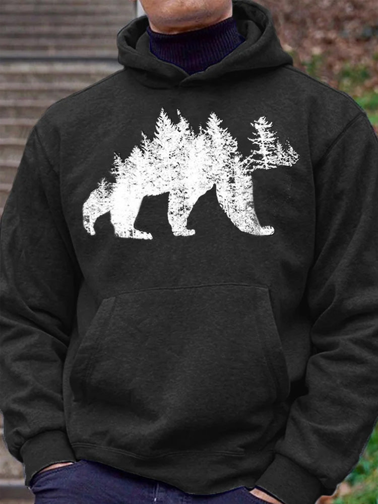 Men's Outdoor Camp Bear Printed Hoodie