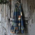 Women's Vintage Geometric Patchwork Art Linen Vest Dress