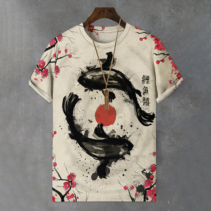 Men's Japanese Koi Fish Art Print Comfortable T-shirt