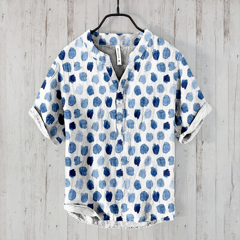 Men's Watercolor Abstract Shapes Linen Blend Cozy Shirt