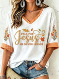 Women's Fall Casual Faith Graphic Print T-Shirt