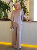 Plus Size Double Layer Tunic Pantsuit