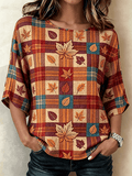 Women's Autumn Maple Leaf Cotton Linen Comfortable Shirt