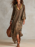 Sheer Bronze Boho Flow Midi Dress