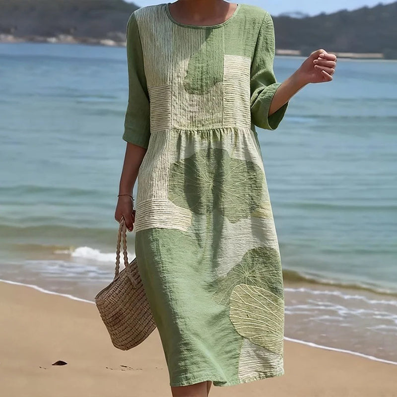 Women's Retro Abstract Floral Print Dress