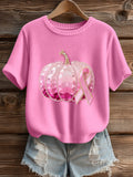 Women's Sparkling Pumpkin & Ribbon Pattern Cozy Knit Top