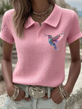 Women's Pink Ribbon Print Casual Top