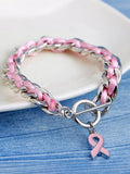 Womens Breast Cancer Awareness Pink Ribbon Bracelet