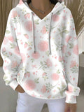 Women's Breast Cancer Pink Print Casual Hoodie