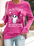 Women's In October We Wear Pink Breast Cancer Awareness Sweatshirt