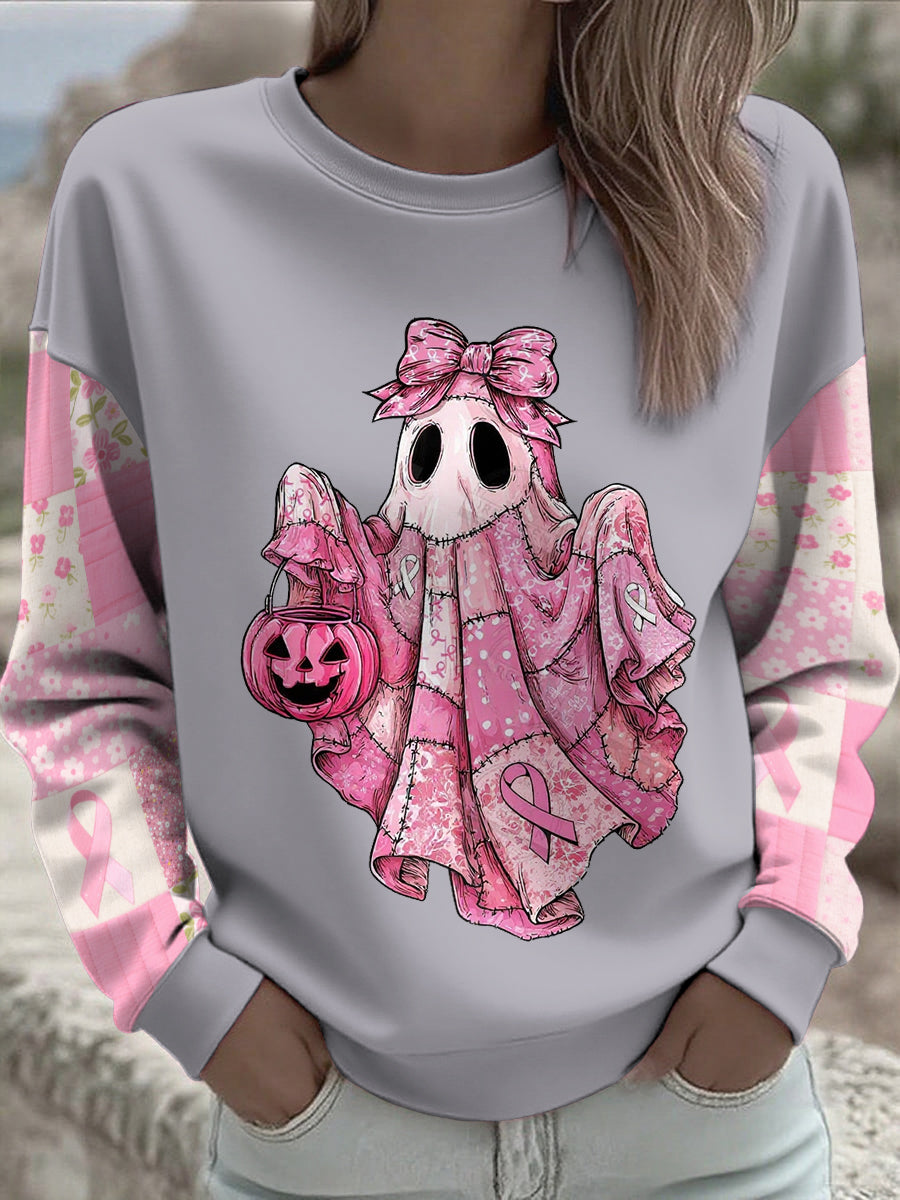 Women's Breast Cancer Awareness Floral Printed Sweatshirt