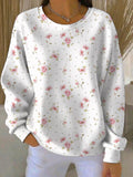 Women's Breast Cancer Pink Print Casual Sweatshirt