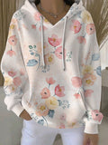 Women's Breast Cancer Pink Print Casual Hoodie