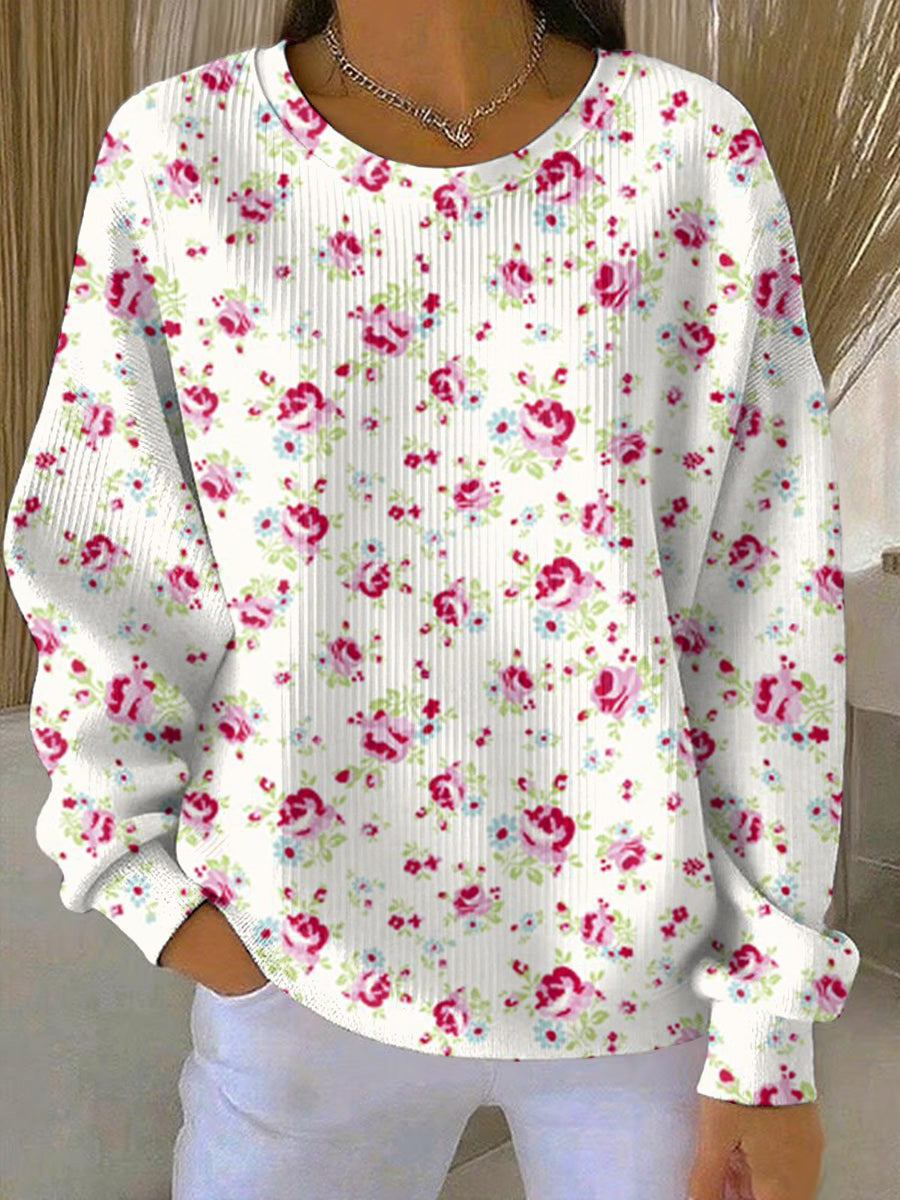 Women's Breast Cancer Pink Print Casual Sweatshirt