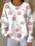 Women's Breast Cancer Pink Floral Print Casual Sweatshirt