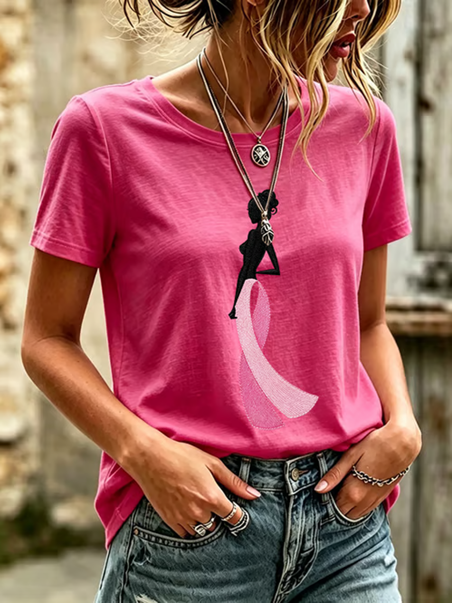 Women's linen short-sleeved T-shirt