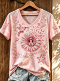 Women'sBreast Cancer Awareness Hummingbird Flowers T-shirt